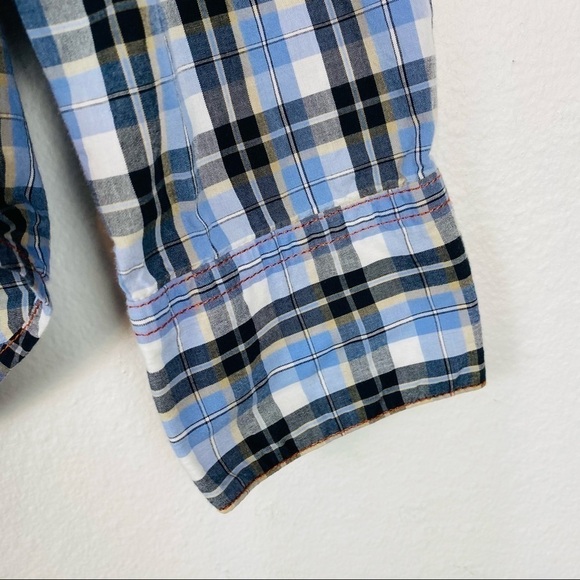 NAPAPIJRI Men’s Plaid Print Blue Black Button Down Shirt Small - Picture 8 of 16